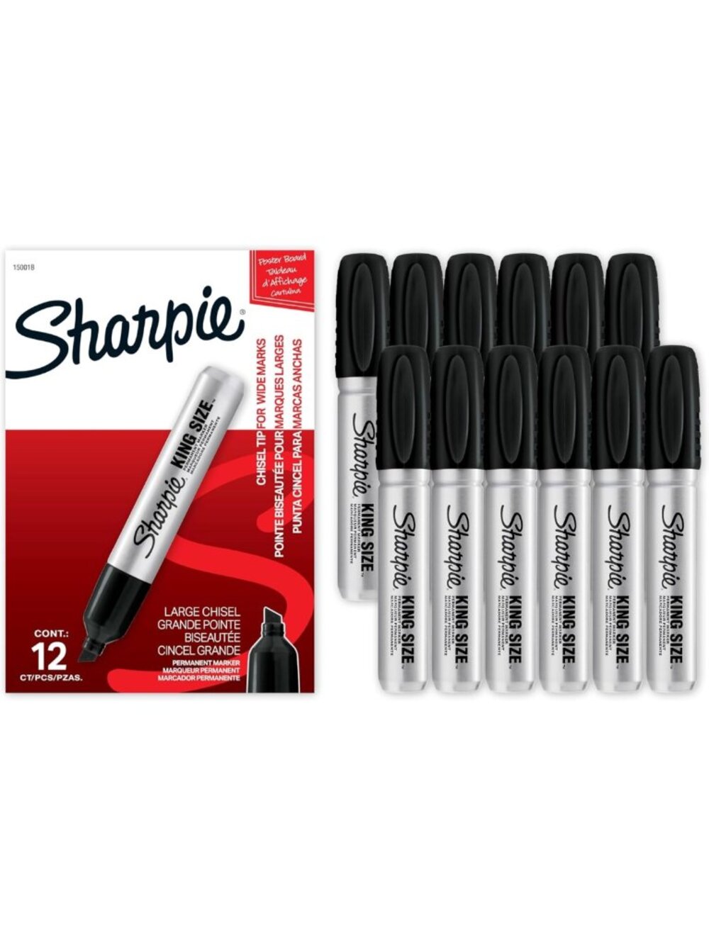 12 Count King Size Permanent Markers - Thick Chisel Tip, Heavy Duty for Work